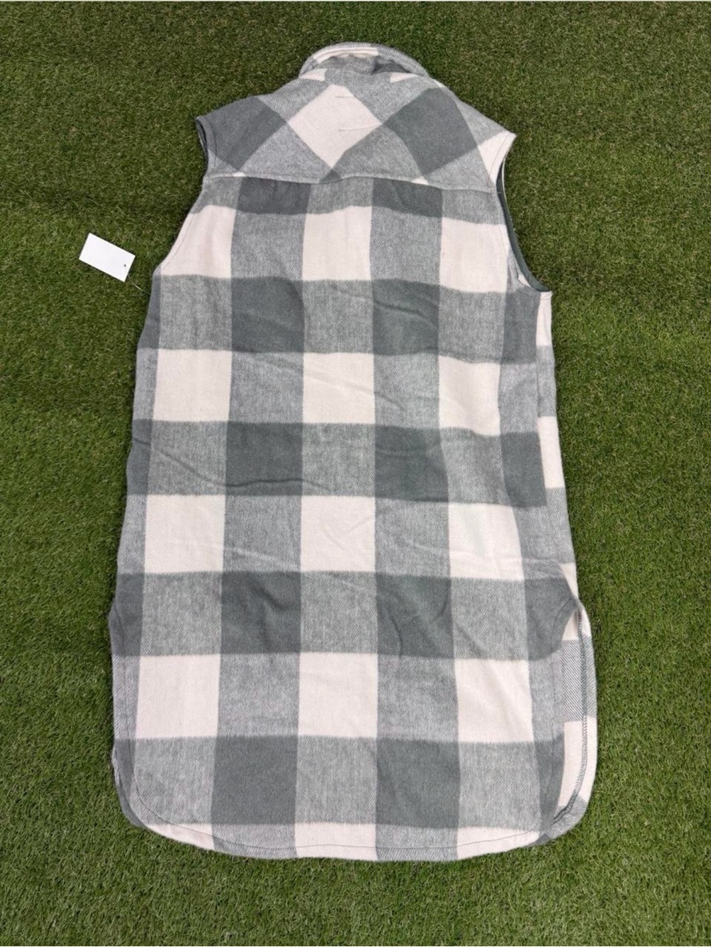 Gray & White Buffalo Check Sleeveless Shirt Dress